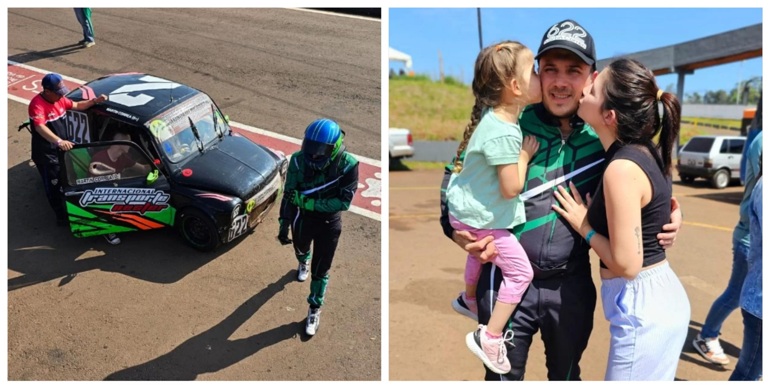 Martín Correa participó en el Campeonato Misionero de Automovilismo en la categoría Prpmocional 1400 y siempre fue acompañado por su familia.